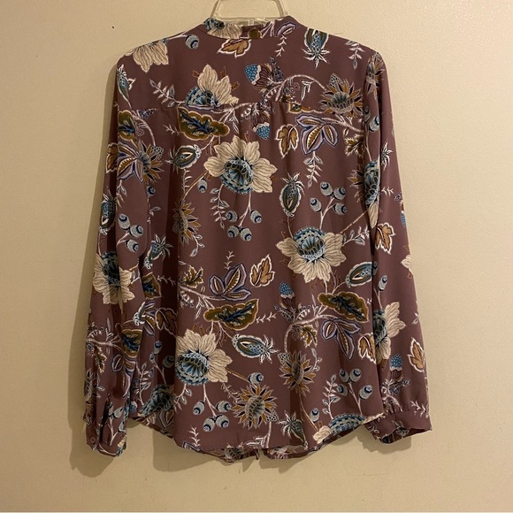 Chicos Shirt Womens Size 1 (S) Ruffle Front Button Up Blouse Rose Floral Top - Picture 5 of 11